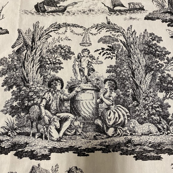 Vintage Fabric Waverly Rustic Life Toile County Scen French 2 Yd x57" Upholstery - Picture 9 of 13